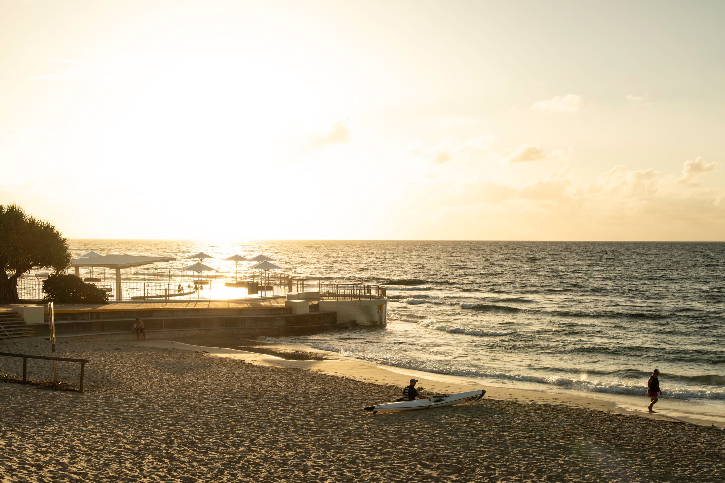 Kings Beach and the ocean pool at sunrise, Caloundra